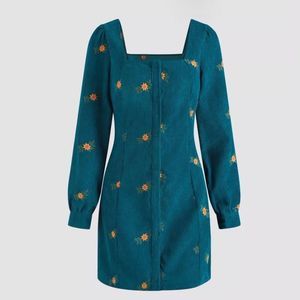 Floral Print Corduroy Mini Dress